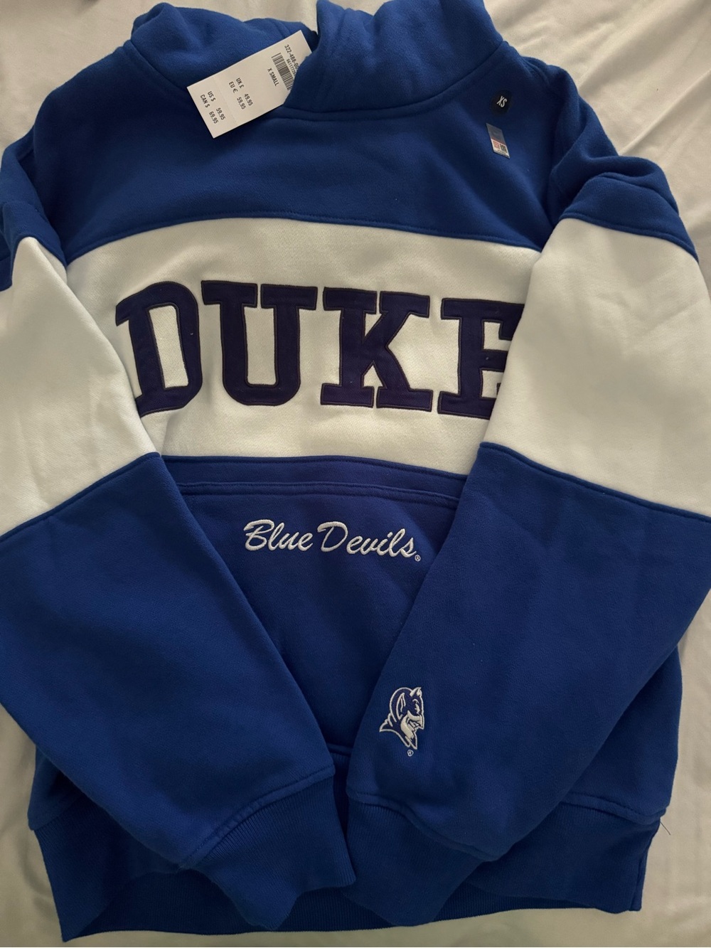Hollister Duke Blue Devils Blue and White Colorblock Pullover